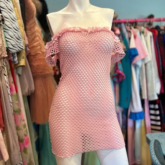 Pink Netted Rave Dress - Picture 2 of 7